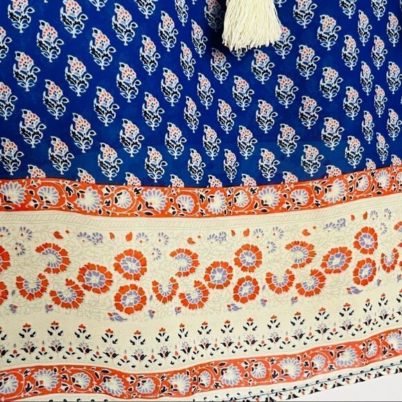 𝅺gap camisole floral boho with Tassels blue red and cream Size Large - Picture 9 of 11